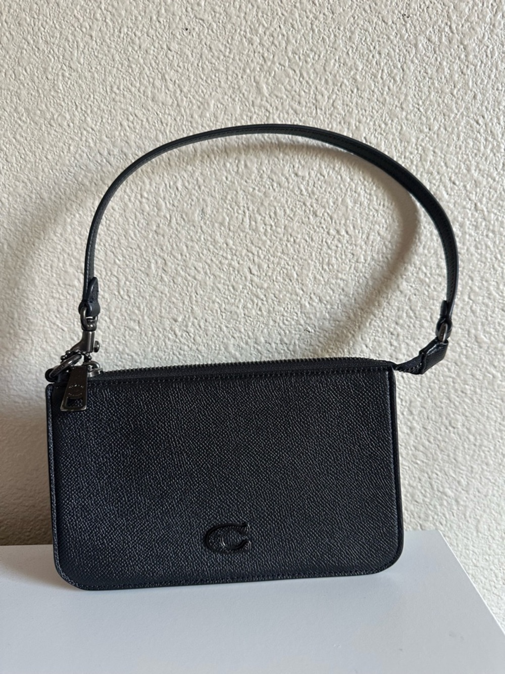 Classic Black Leather Shoulder Bag coach